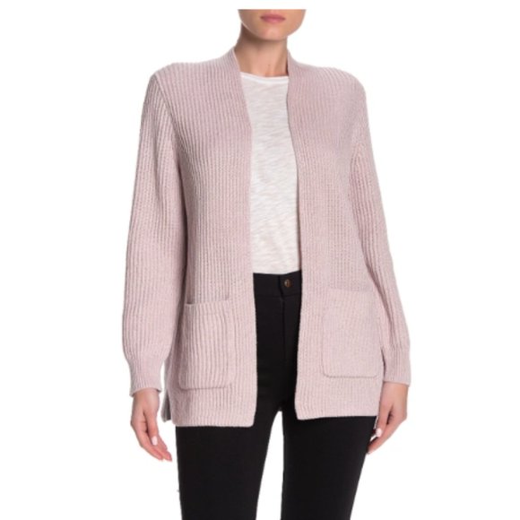 Madewell Women's Nolan Pale Lilac Ribbed Knit Open Front Cardigan - Size L - Picture 2 of 7
